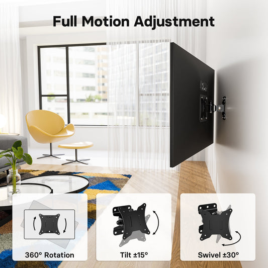 BONTEC TV Wall Mount Bracket for Most 13-30 inch LCD LED Screens, Full Motion Monitor Wall Bracket with VESA 75/100mm