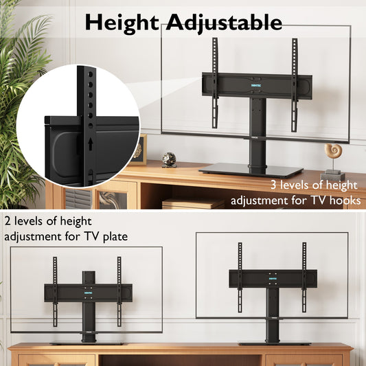BONTEC Universal Table Top Pedestal TV Stand with Bracket for 26”-55” LCD/LED/Plasma TVs