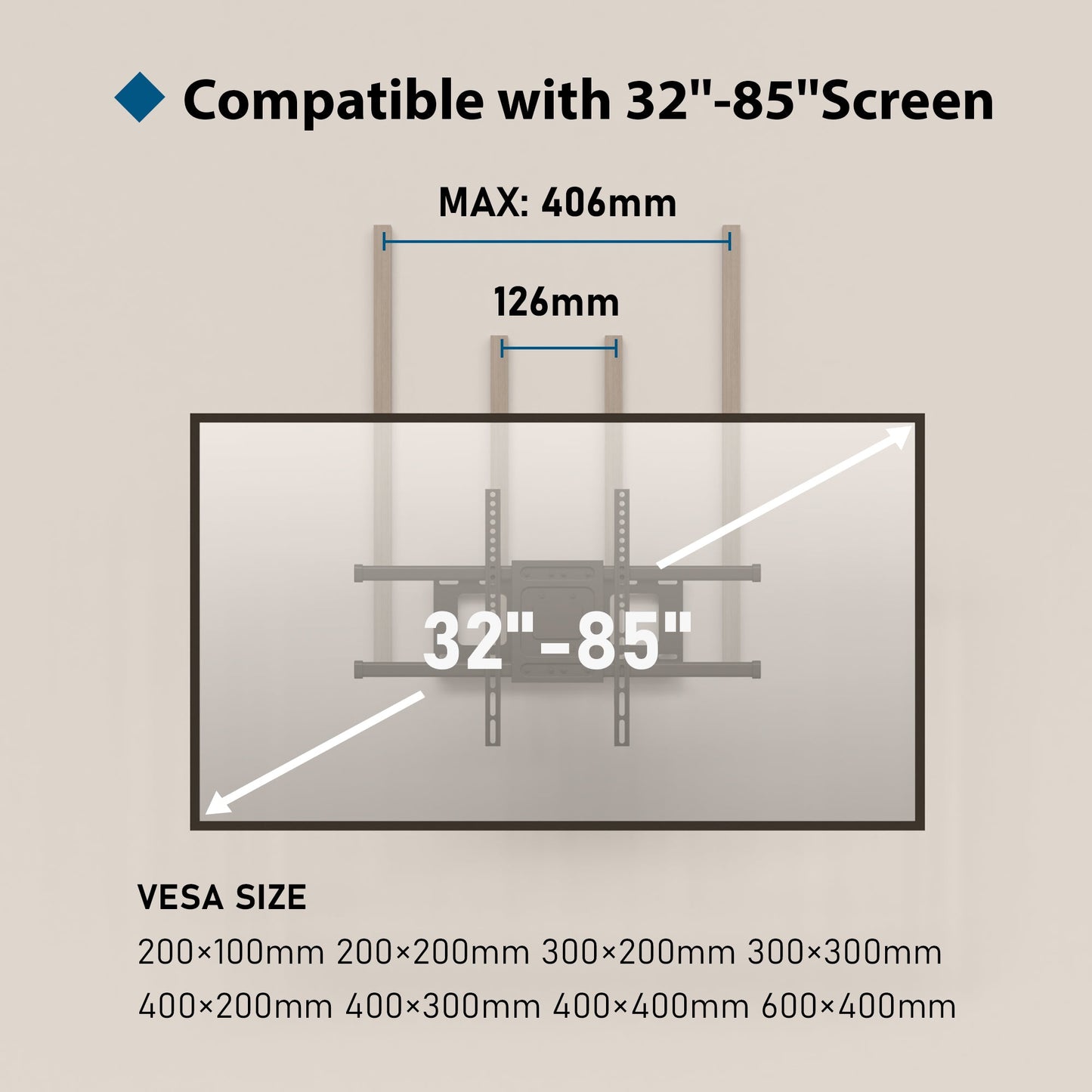 BONTEC TV Wall Bracket for 32-84 inch LED LCD Flat & Curved Screen, Swivel Tilt TV Wall Mount Full Motion, Heavy Duty Strong Solid Dual Arms up to 60KG, Max VESA 600x400mm, with HDMI Cable