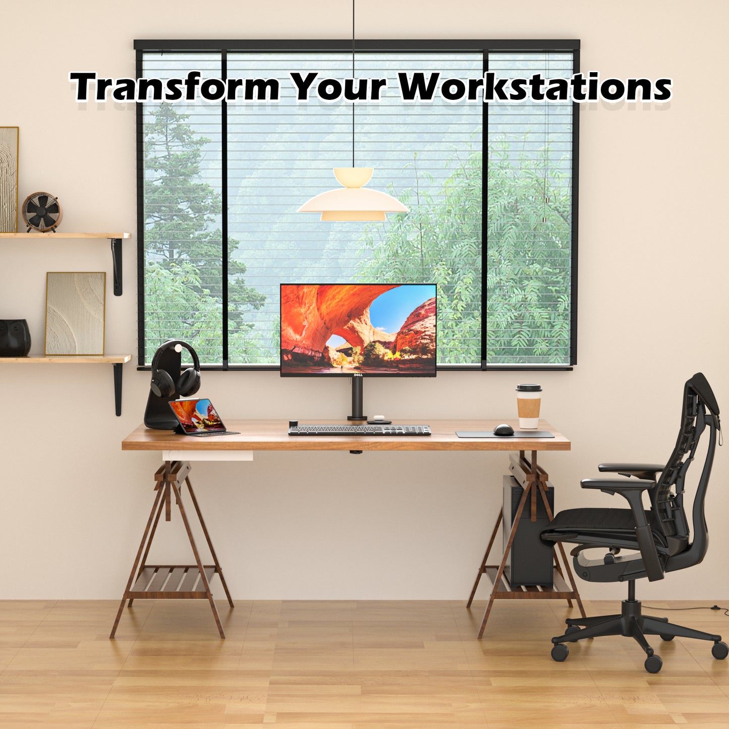 BONTEC Single Monitor Arm Desk Mount for 13-32 Inch Screens, Height Adjustable, Tilt, Swivel, 360° Rotation, Steel VESA Mount up to 10kg, Fits 75x75/100x100mm, Ergonomic, Space-Saving, Durable Design