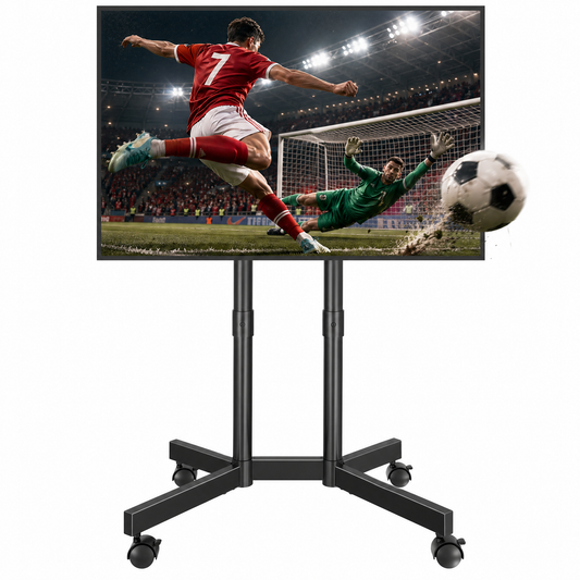 BONTEC Rolling TV Stand for 32-75 inch TVs, Mobile TV Cart with Lockable Wheels, Height Adjustable, Max VESA 400x400mm, Portable TV Stand on Wheels with Cable Management, TV Floor Stand, Black