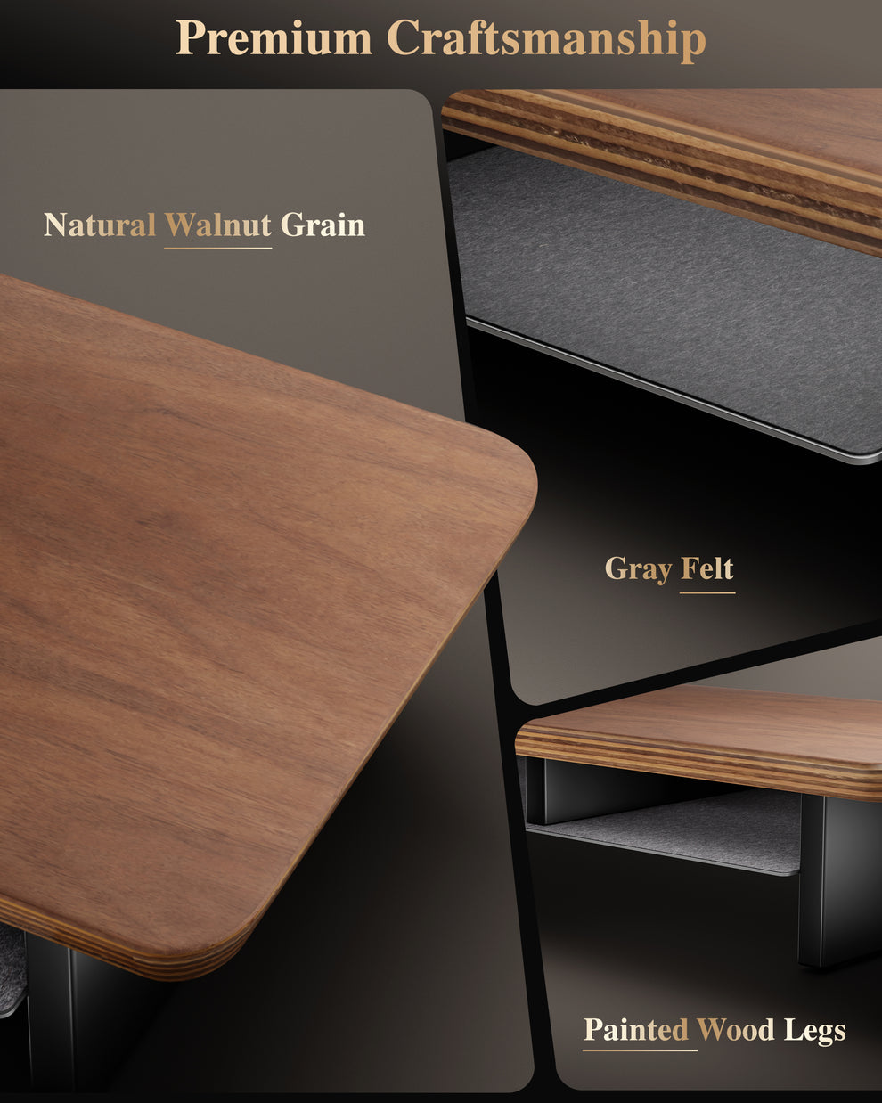 108cm Dual Monitor Stand Riser, Walnut Finish | BONTEC