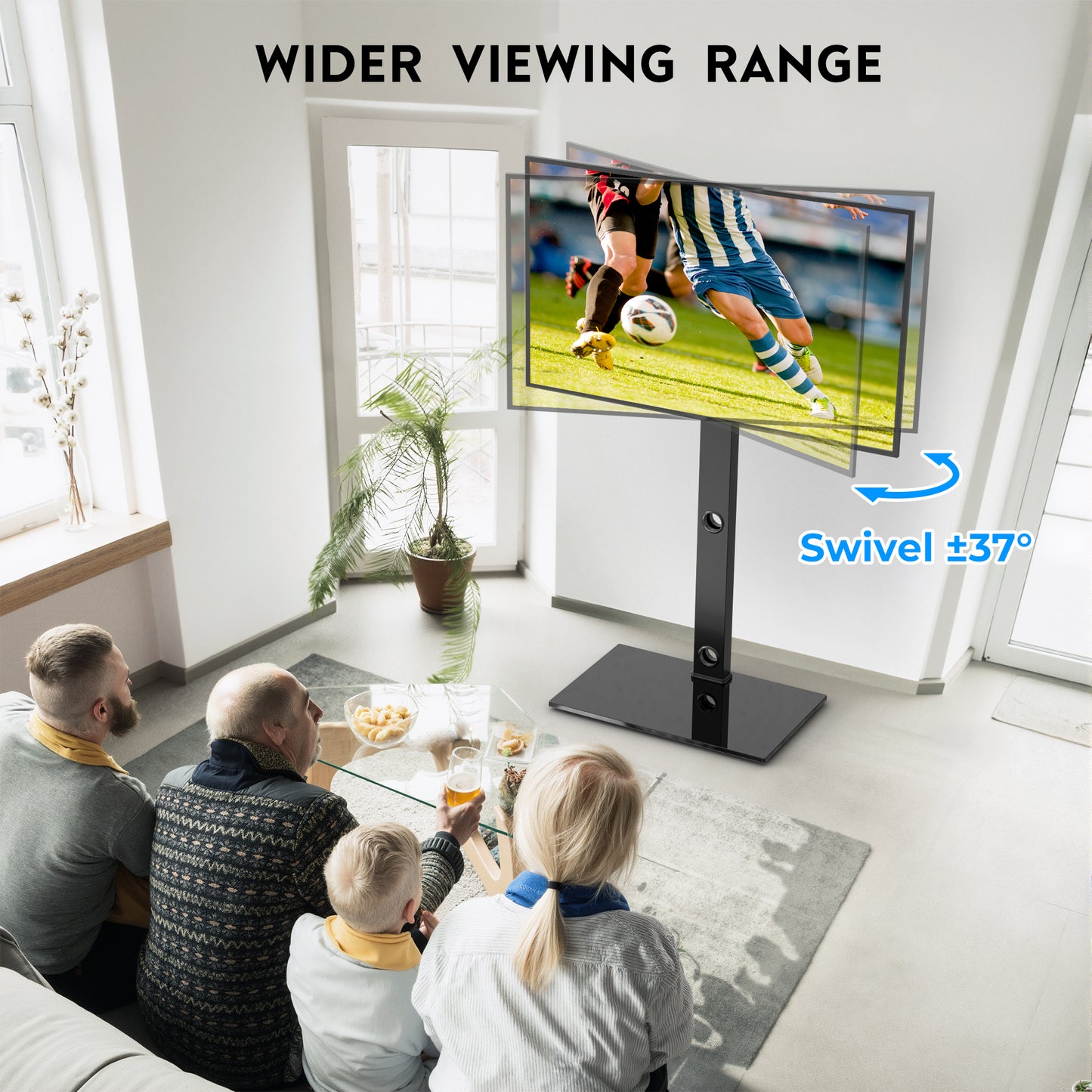 BONTEC TV Floor Stand for 30-70 Inch LED LCD OLED Flat Curved TVs, Height Adjustable Tall Swivel Standing TV Stand, Universal Freestanding Floor Standing TV Stand Base up to 40kg, Max VESA 600x400mm