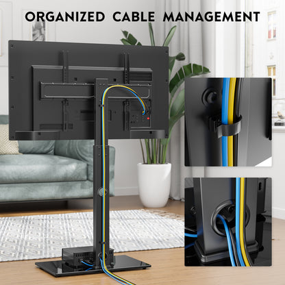 BONTEC TV Floor Stand for 30-70 Inch LED LCD OLED Flat Curved TVs, Height Adjustable Tall Swivel Standing TV Stand, Universal Freestanding Floor Standing TV Stand Base up to 40kg, Max VESA 600x400mm