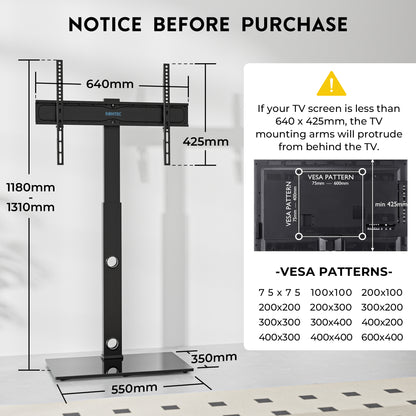 BONTEC TV Floor Stand for 30-70 Inch LED LCD OLED Flat Curved TVs, Height Adjustable Tall Swivel Standing TV Stand, Universal Freestanding Floor Standing TV Stand Base up to 40kg, Max VESA 600x400mm