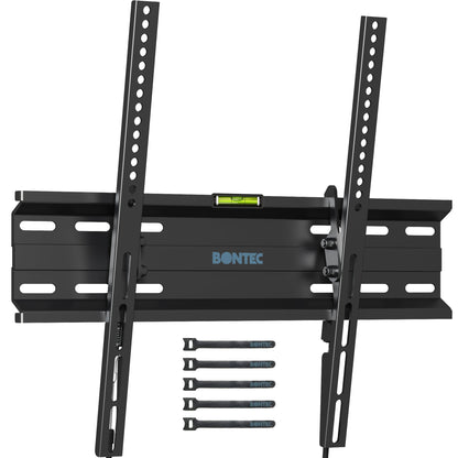 BONTEC Ultra Slim TV Wall Bracket, Tilting TV Wall Mount for 23-60 Inch Flat and Curved TVs, Low Profile Wall Mount 30mm from Wall, Universal TV Mount Holds 45kg, Max VESA 400x400mm, Secure Lock