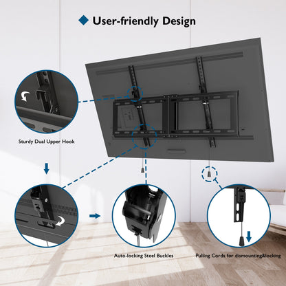BONTEC TV Wall Bracket for Most 37-82 Inch LED LCD Plasma Flat Curved TVs
