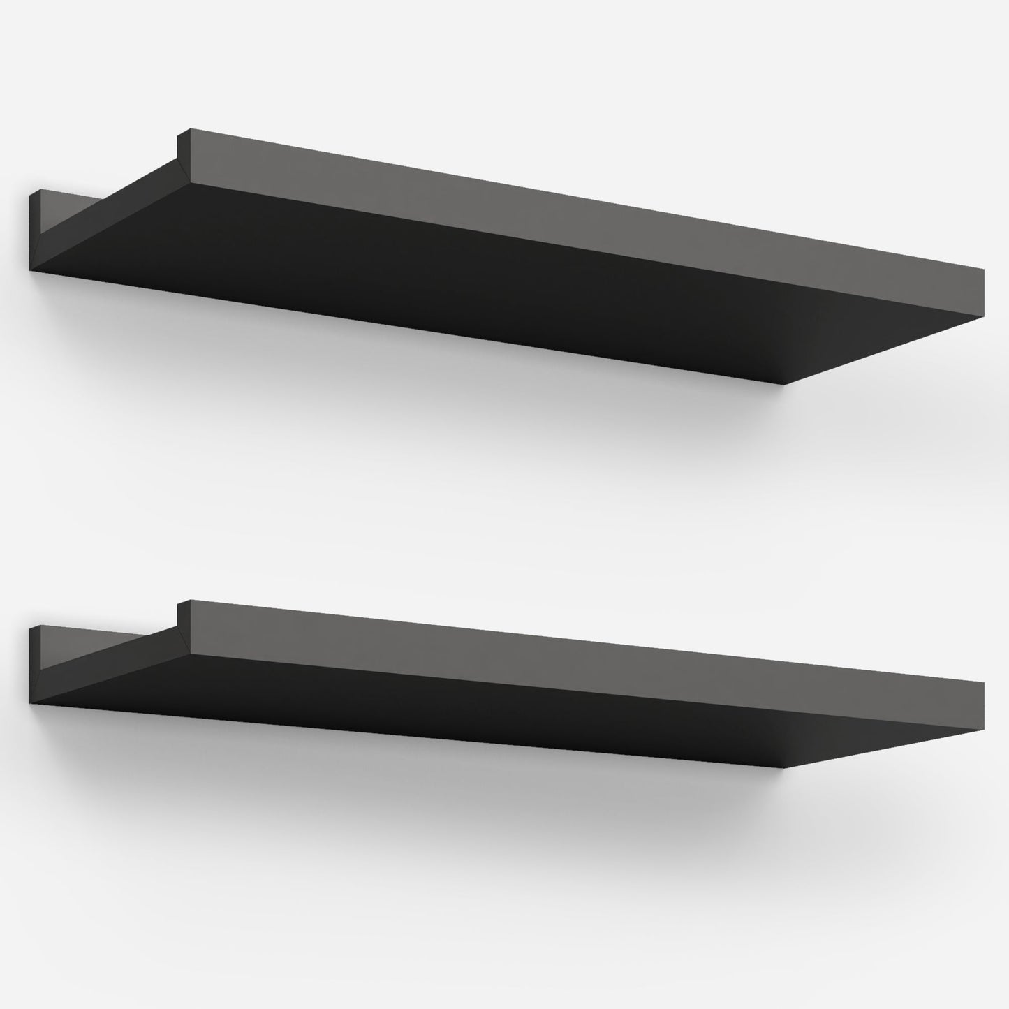 BONTEC Floating Shelves Set of 2, Wood Shelves with Lip, 40cm Wall Mounted Bathroom Shelves for Bathroom, Bedroom, Living Room and Kitchen Wall Organizer up to 10kg