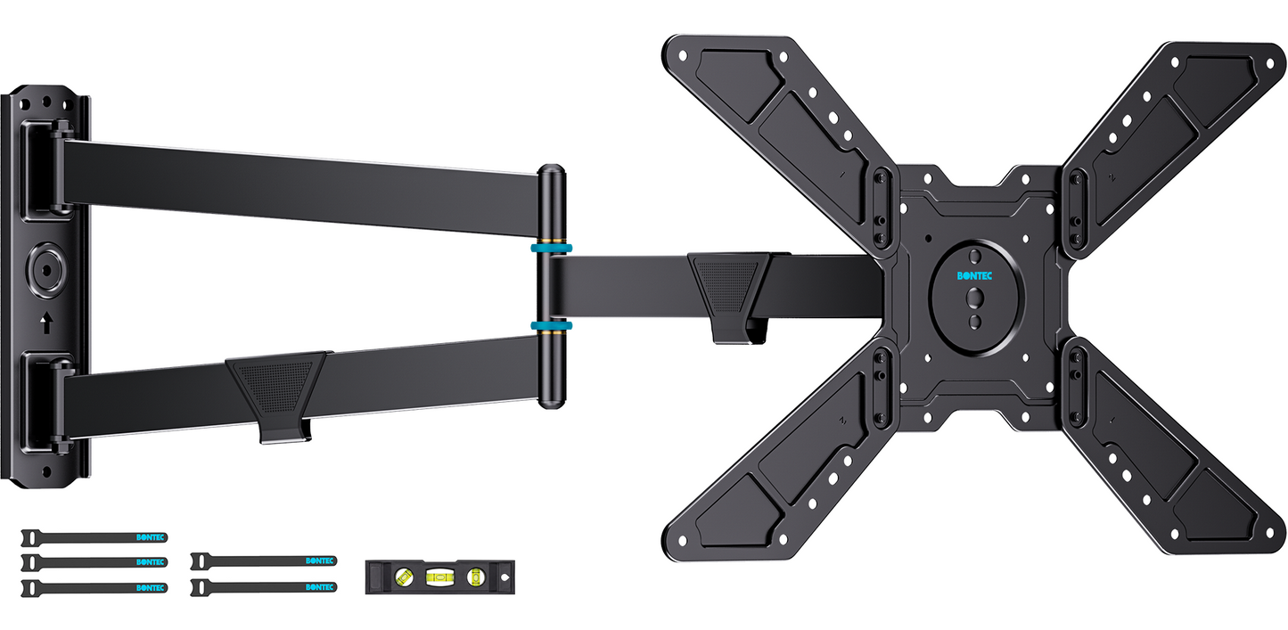 BONTEC Universal Full Motion TV Wall Bracket for 32 to 75 Inch Smart TVs, 838mm Extra Long Arm Corner Mount, Landscape to Portrait Rotation, Swivel and Tilt, 50kg Load Capacity, Max VESA 600x400 mm
