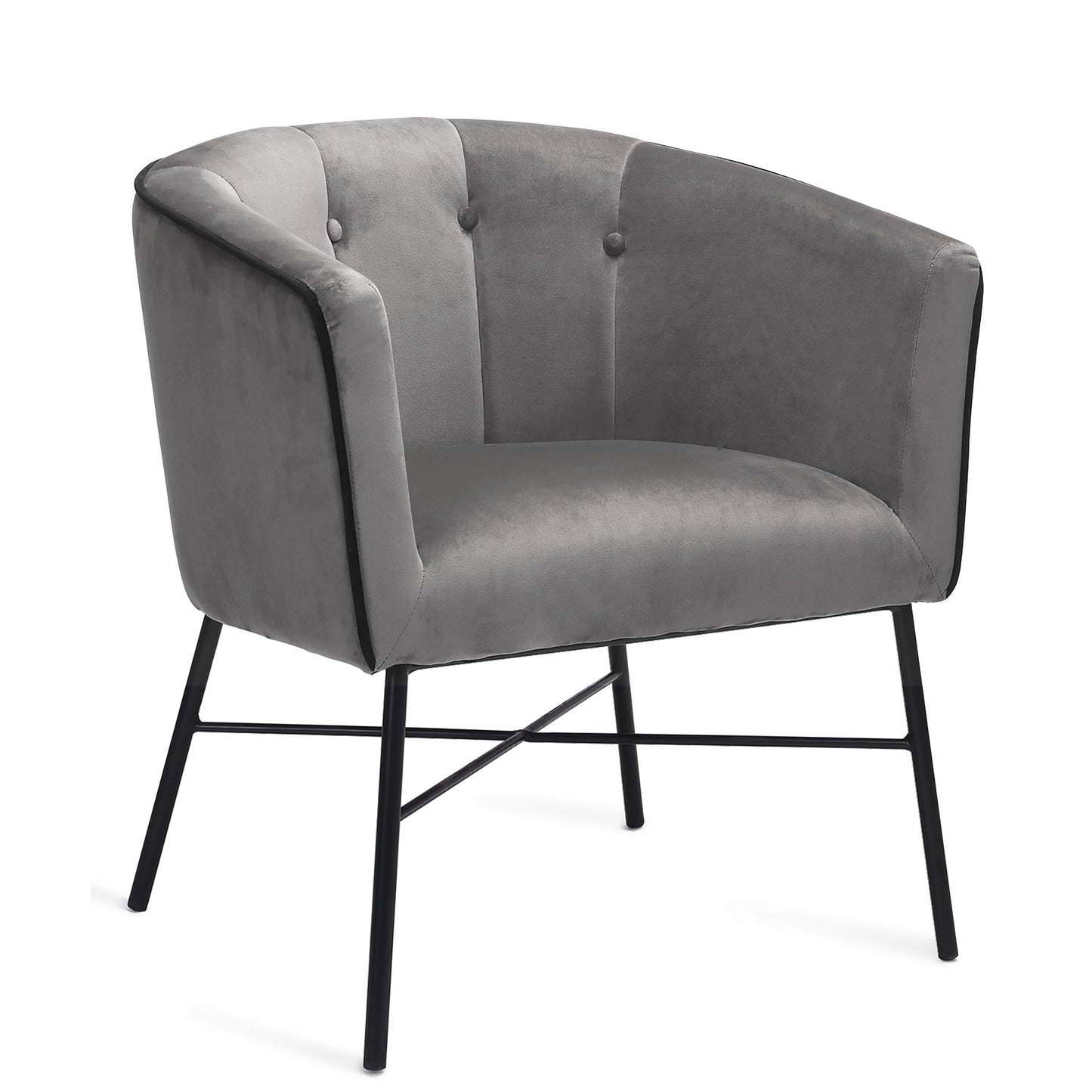 BONTEC Modern Velvet Tub Chair, Upholstered Accent Vanity Chair with Mental Legs, Barrel Armchair for Living Room, Bedroom, Makeup Room, Lounge, Cafe, Pink