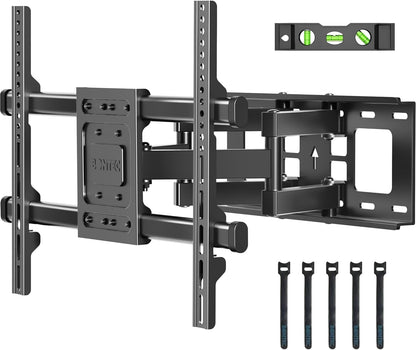 BONTEC TV Wall Bracket for 32-85 Inch LED LCD, Full Motion Swivel Tilt TV Wall Mount, Heavy Duty Dual Arms up to 60kg, Max VESA 600x400mm, Universal TV Mount with Bubble Level and Cable Ties
