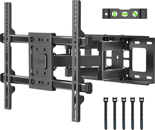 BONTEC TV Wall Bracket for 32-85 Inch LED LCD, Full Motion Swivel Tilt TV Wall Mount, Heavy Duty Dual Arms up to 60kg, Max VESA 600x400mm, Universal TV Mount with Bubble Level and Cable Ties