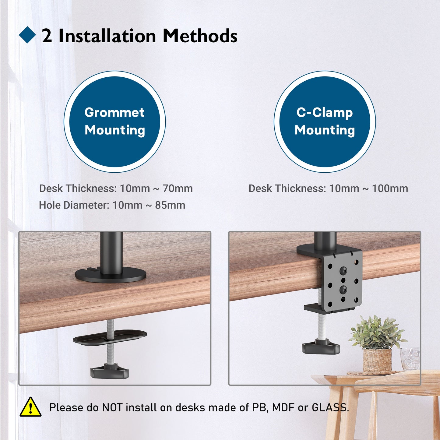 BONTEC Dual Monitor Arm Desk Mount for 13–27 Inch Computer Screens, VESA 75x75/100x100, Full Motion Adjustable Monitor Arm with 360° Rotation, Height Adjustable up to 430mm, Max 10kg per Arm
