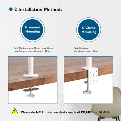 BONTEC Dual Monitor Arm Desk Mount for 13–27 Inch Computer Screens, VESA 75x75/100x100, Full Motion Adjustable Monitor Arm with 360° Rotation, Height Adjustable up to 430mm, Max 10kg per Arm