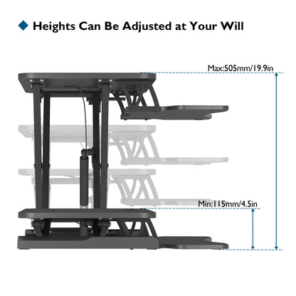 BONTEC Standing Desk Converter, 32in/80cm Height-Adjustable Dual Tier Workstation, Ergonomic Sit-Stand Desk Converter for PC Laptop Keyboard, Monitor Stand Compatible, Up to 15kg, Home Office