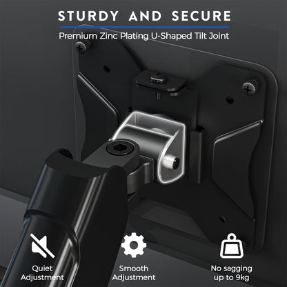 BONTEC Dual Monitor Stand, Adjustable Gas Spring Arms Monitor Desk Mount for 13-32 Inch Screens, VESA 75 & 100mm, 9KG Max Load, C Clamp, Grommet Base, Tilt, Swivel, 360° Rotation, Ergonomic Design