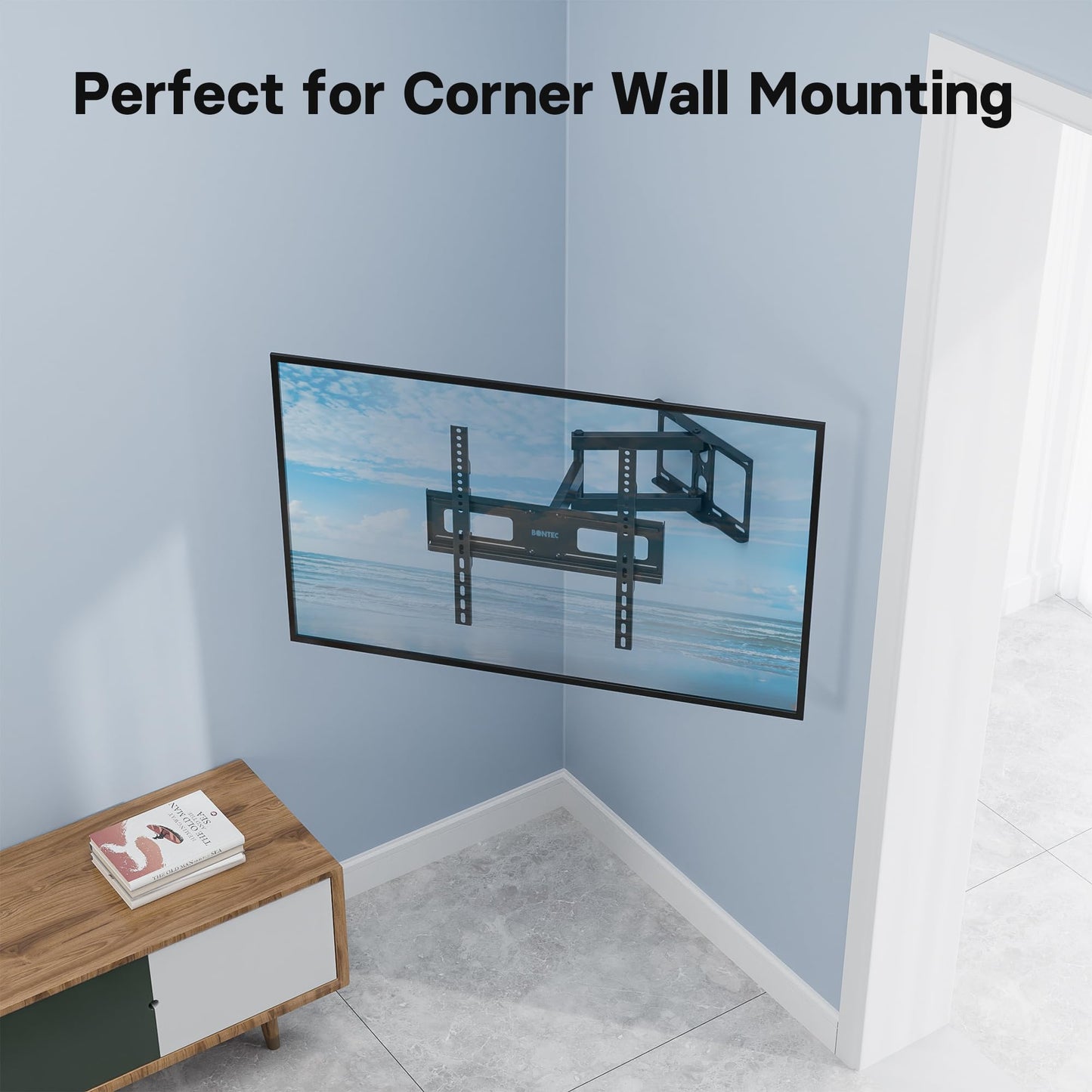 BONTEC TV Wall Bracket for 26-55 Inch, with Swivel, Tilt, and Extension from 80 to 500mm. Full Motion TV Wall Mount Capability of 40KG, Including HDMI Cable and Bubble Level, Max. VESA 400x400