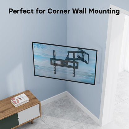 BONTEC TV Wall Bracket for 26-55 Inch, with Swivel, Tilt, and Extension from 80 to 500mm. Full Motion TV Wall Mount Capability of 40KG, Including HDMI Cable and Bubble Level, Max. VESA 400x400