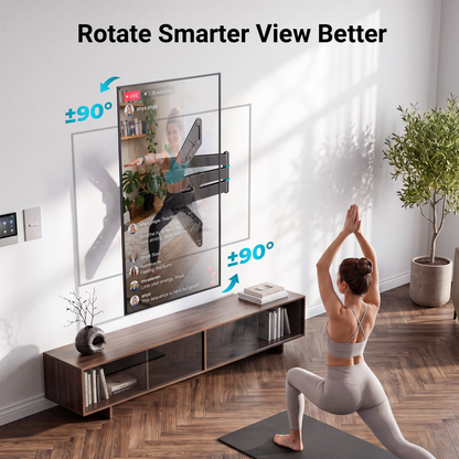 BONTEC Universal Full Motion TV Wall Bracket for 32 to 75 Inch Smart TVs, 838mm Extra Long Arm Corner Mount, Landscape to Portrait Rotation, Swivel and Tilt, 50kg Load Capacity, Max VESA 600x400 mm