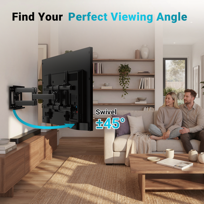 BONTEC TV Wall Bracket for 32-85 Inch LED LCD, Full Motion Swivel Tilt TV Wall Mount, Heavy Duty Dual Arms up to 60kg, Max VESA 600x400mm, Universal TV Mount with Bubble Level and Cable Ties