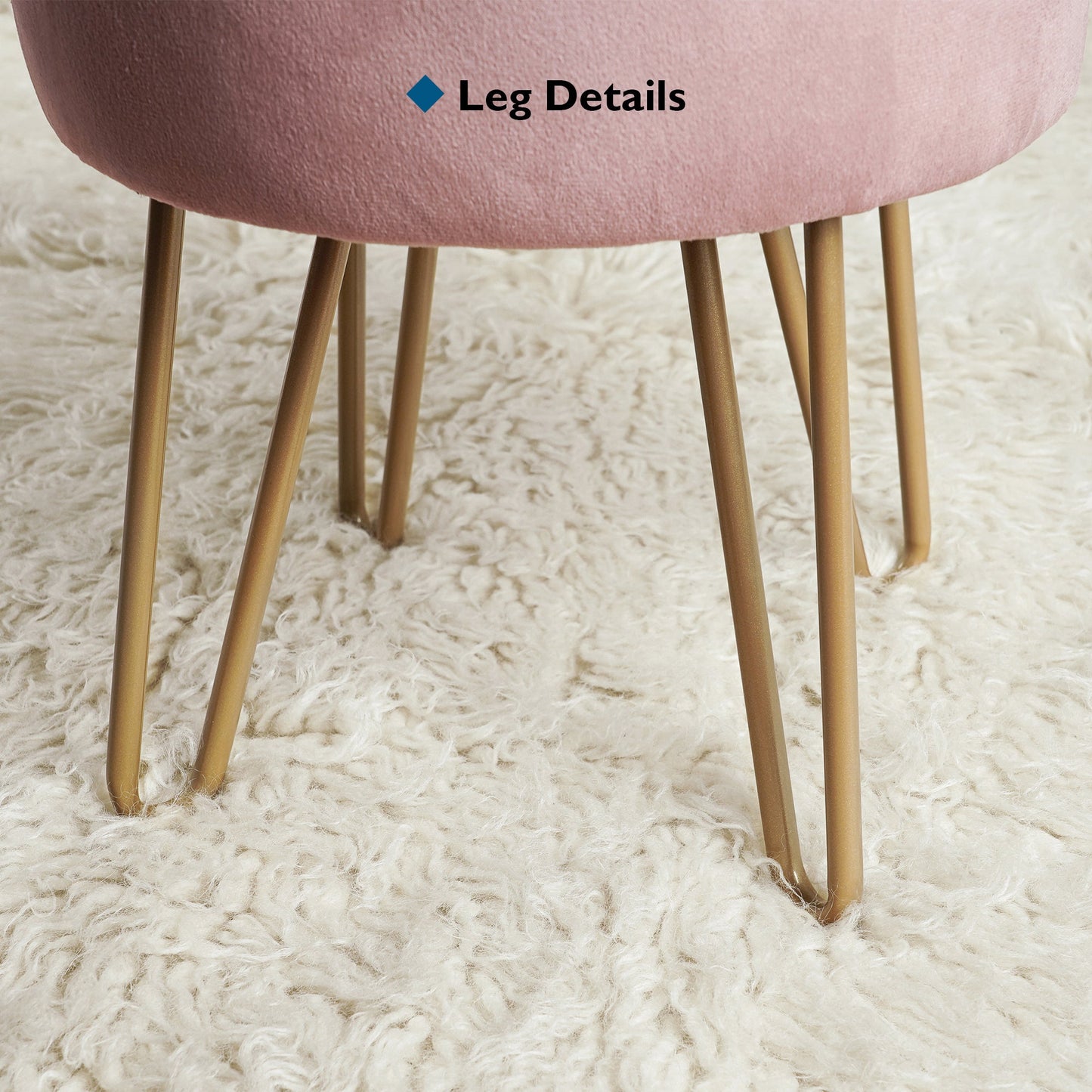 BONTEC Velvet Dressing Table Stool, Round Vanity Stool with Storange, Bedroom Ottoman Stool with Metal Legs for Home Living Room Fitting Room Bedroom