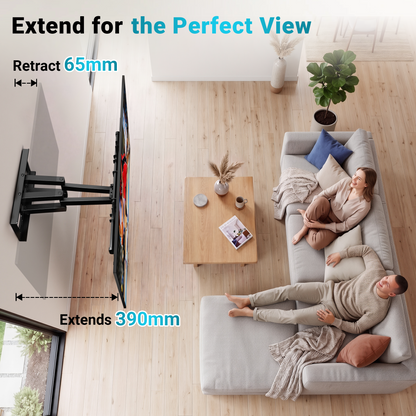 BONTEC TV Wall Bracket for 32-85 Inch LED LCD, Full Motion Swivel Tilt TV Wall Mount, Heavy Duty Dual Arms up to 60kg, Max VESA 600x400mm, Universal TV Mount with Bubble Level and Cable Ties