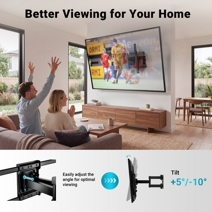 BONTEC TV Wall Bracket for 32-85 Inch LED LCD, Full Motion Swivel Tilt TV Wall Mount, Heavy Duty Dual Arms up to 60kg, Max VESA 600x400mm, Universal TV Mount with Bubble Level and Cable Ties