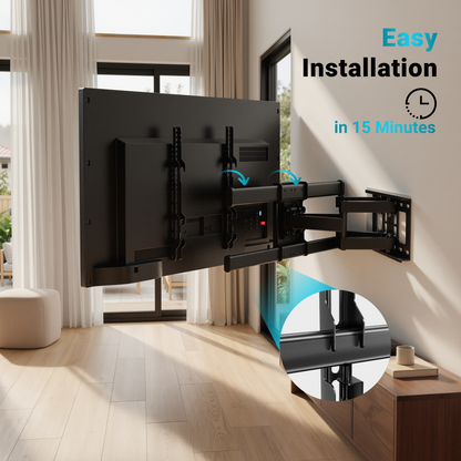 BONTEC TV Wall Bracket for 32-85 Inch LED LCD, Full Motion Swivel Tilt TV Wall Mount, Heavy Duty Dual Arms up to 60kg, Max VESA 600x400mm, Universal TV Mount with Bubble Level and Cable Ties