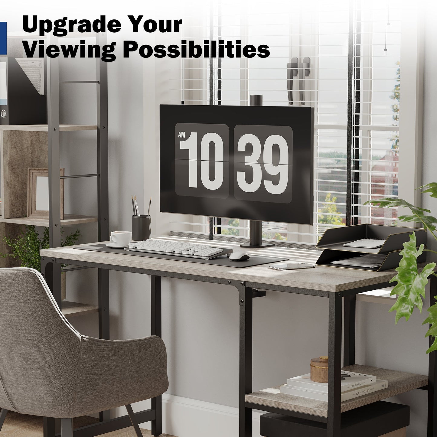 BONTEC Single Monitor Desk Mount for 13-34 Inch Screens, Supports up to 10kg, with Full Motion Adjustability, Dual Installation Options and Integrated Cable Management