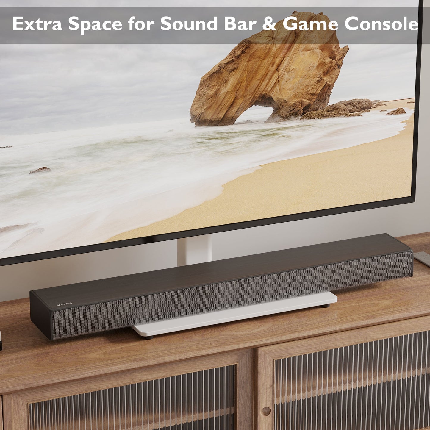 BONTEC Universal Table Top Pedestal TV Stand with Bracket for 26”-55” LCD/LED/Plasma TVs