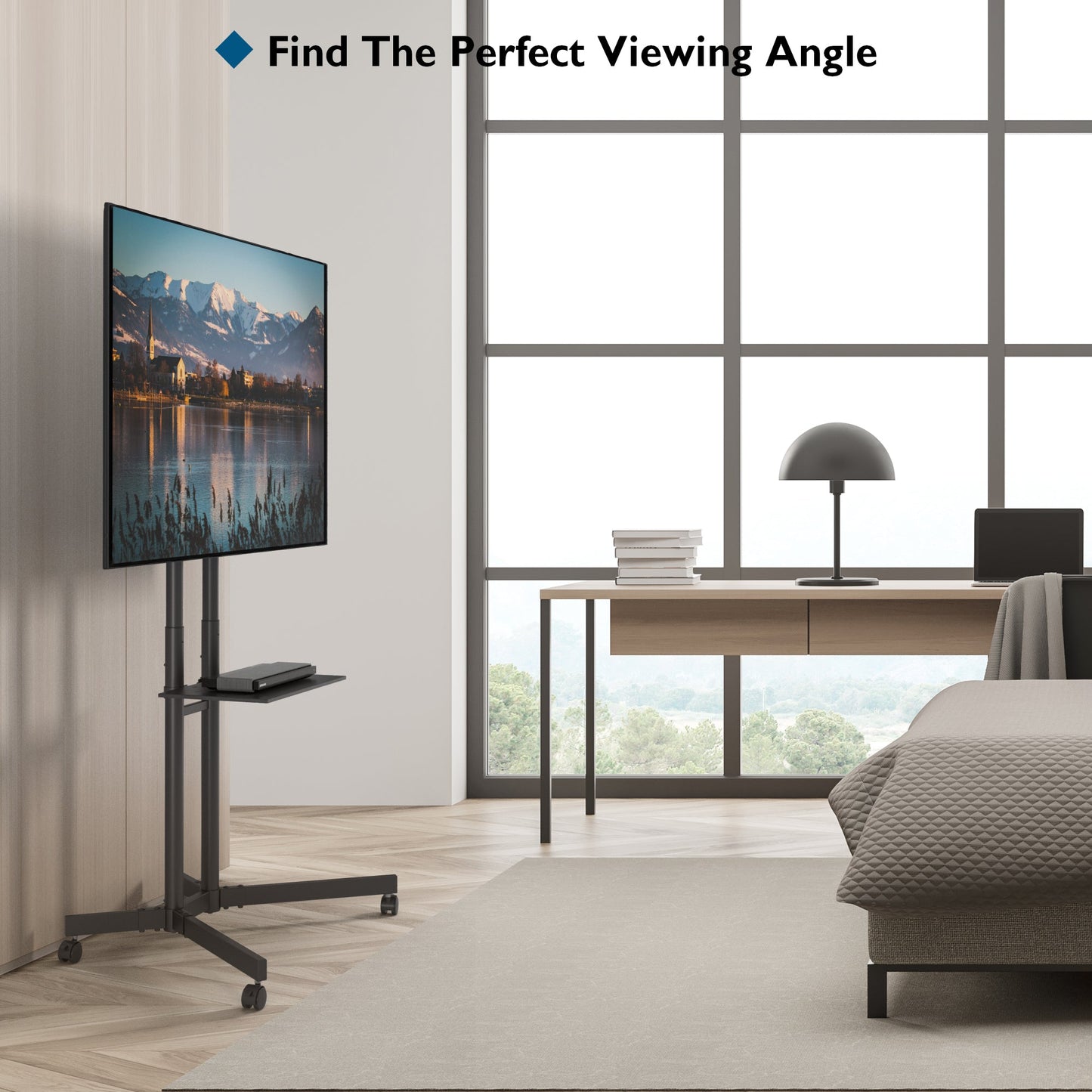 BONTEC Mobile TV Stand on Wheels for 32-85 inch LCD LED OLED Flat Curved TVs