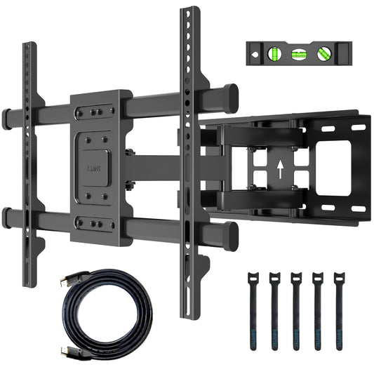 BONTEC TV Wall Bracket for 32-84 inch LED LCD Flat & Curved Screen, Swivel Tilt TV Wall Mount Full Motion, Heavy Duty Strong Solid Dual Arms up to 60KG, Max VESA 600x400mm, with HDMI Cable