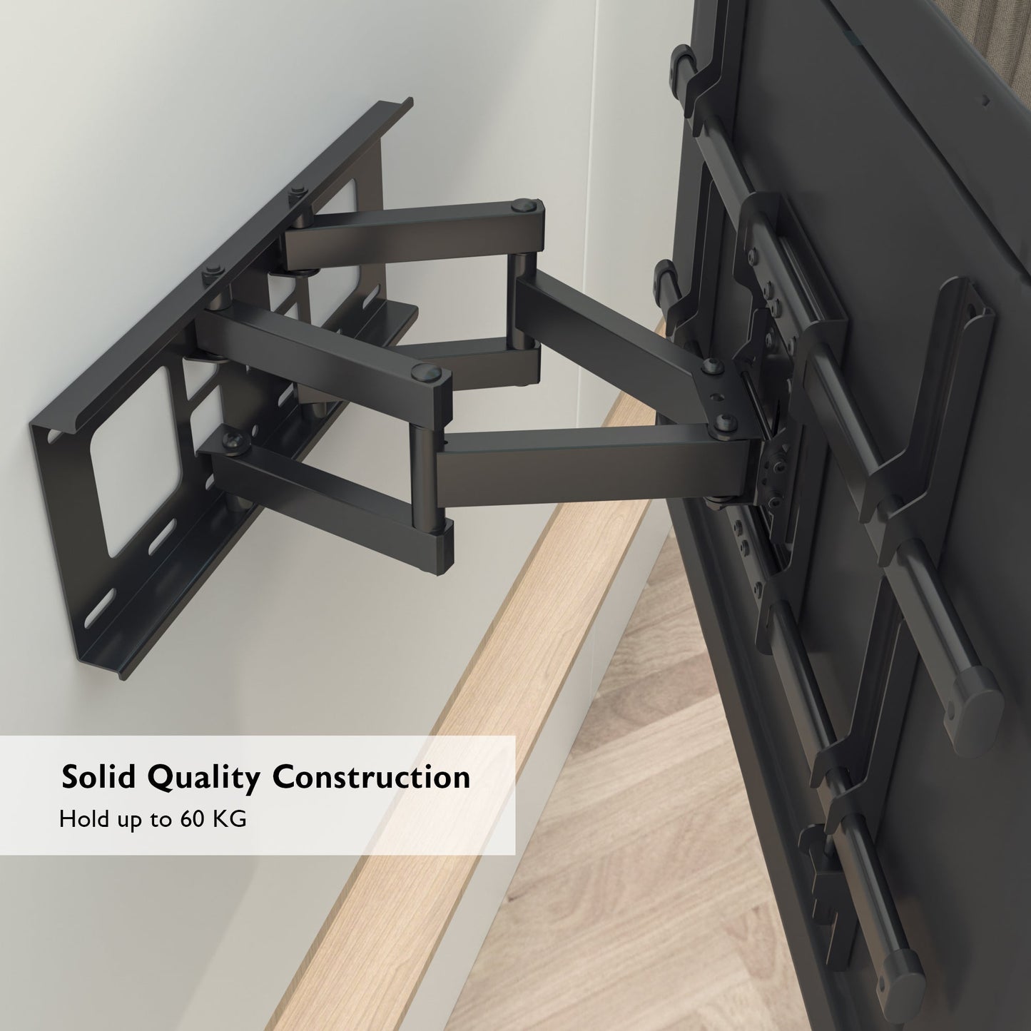 BONTEC TV Wall Bracket for 32-84 inch LED LCD Flat & Curved Screen, Swivel Tilt TV Wall Mount Full Motion, Heavy Duty Strong Solid Dual Arms up to 60KG, Max VESA 600x400mm, with HDMI Cable