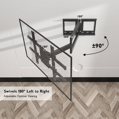 BONTEC TV Wall Bracket, Extra Long Articulating Arm for 32-75 Inch TVs, Full Motion TV Wall Mount, Tilt, Swivel, Rotate, Universal Wall Mount, Up to 60 kg, Max VESA 600x400mm, Space Saving