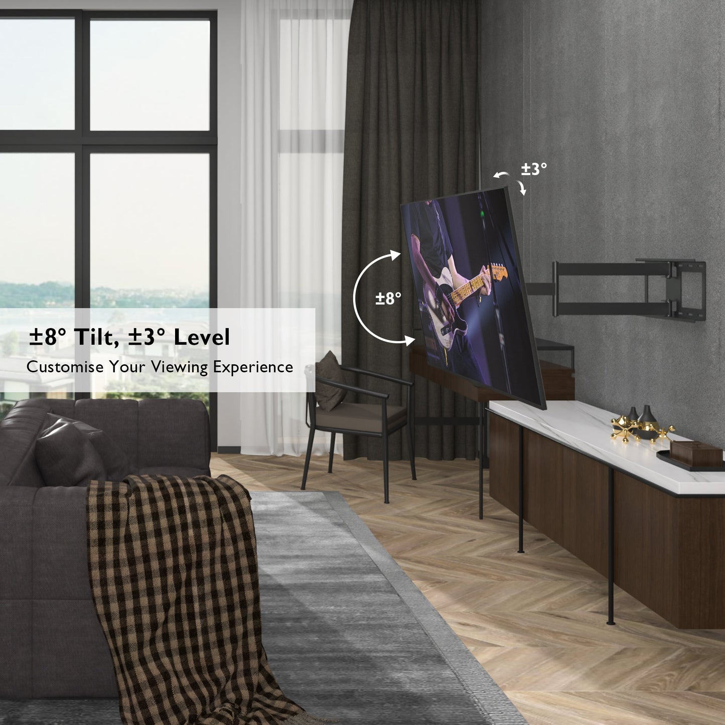 BONTEC TV Wall Bracket with Extra Long Articulated Arm for 32-70 inch up to 60 kg