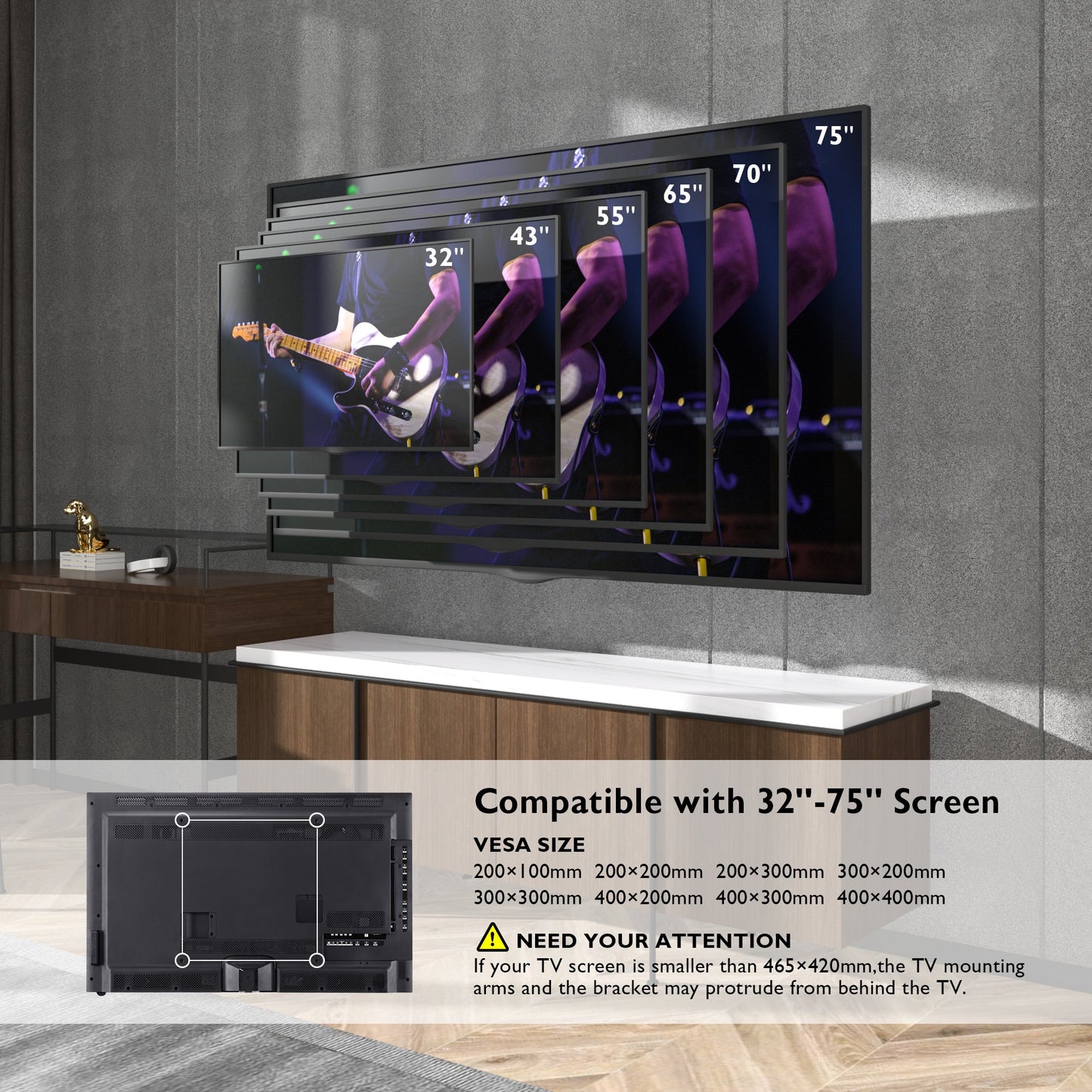 BONTEC TV Wall Bracket with Extra Long Articulated Arm for 32-70 inch up to 60 kg