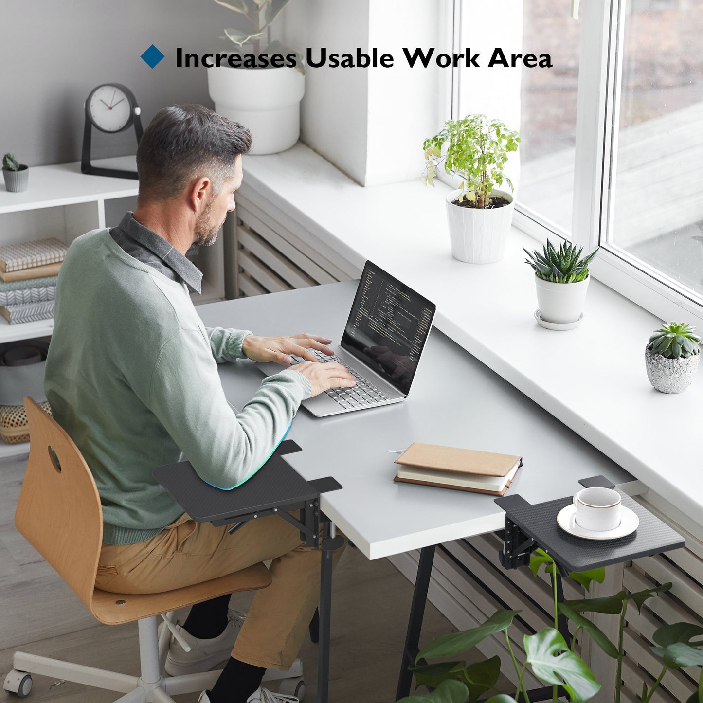 BONTEC Ergonomics Desk Extender Tray, 24cm*23cm Table Mount Arm Wrist Rest Shelf