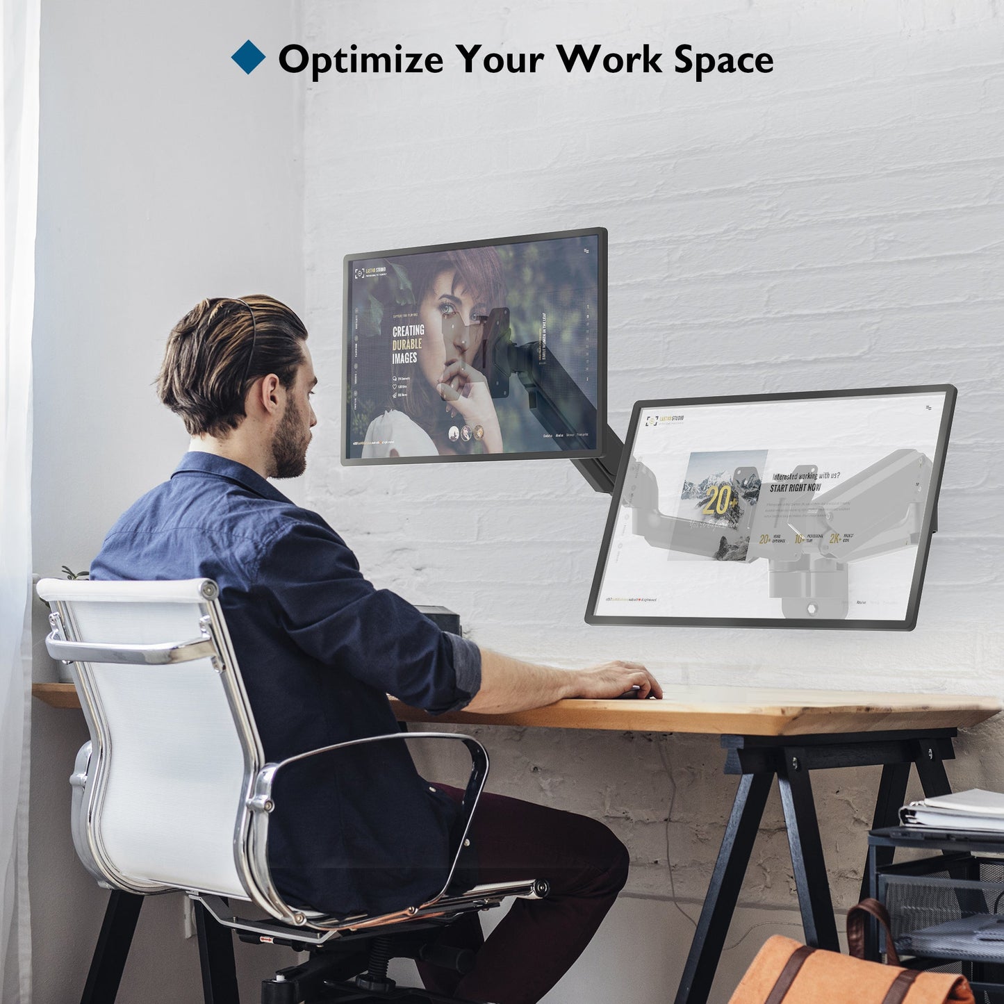 BONTEC Dual Monitor Wall Mount for 13-27 Inch Screens
