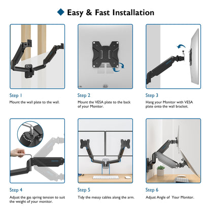 BONTEC Dual Monitor Wall Mount for 13-27 Inch Screens