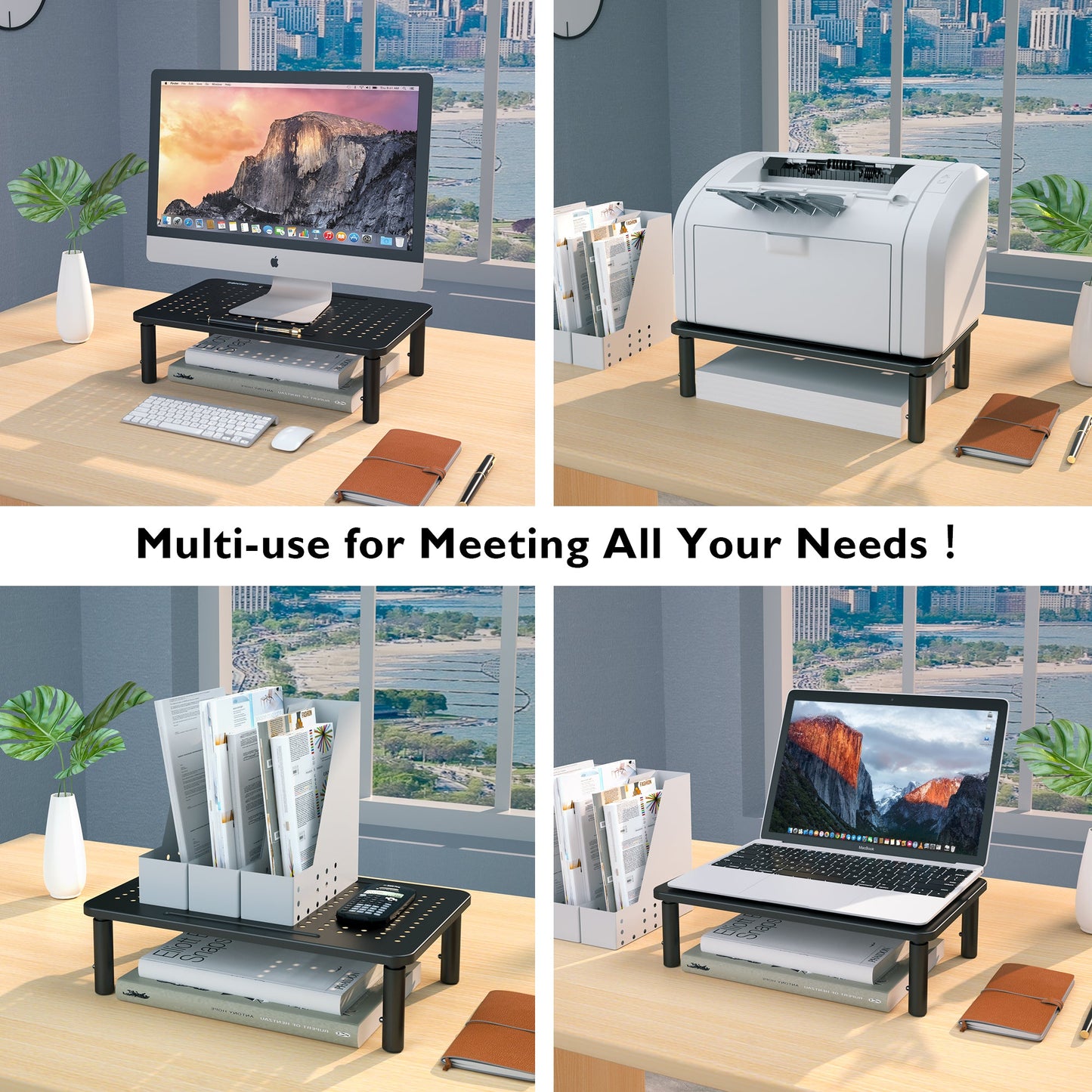 BONTEC PC Monitor Riser Adjustable Height Adjustable Metal Screen Riser