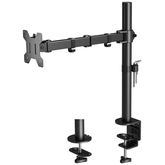 BONTEC  Single Monitor Arm Desk Mount for 13-32 Inch Screens, Height Adjustable, Tilt, Swivel, 360° Rotation, Steel VESA Mount up to 10kg, Fits 75x75/100x100mm, Ergonomic, Space-Saving, Durable Design