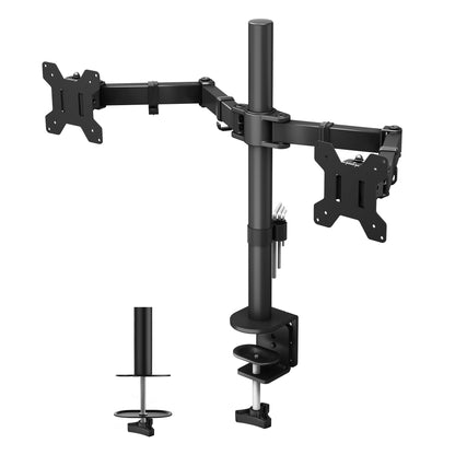 BONTEC Dual Monitor Arm Desk Mount for 13–27 Inch Computer Screens, VESA 75x75/100x100, Full Motion Adjustable Monitor Arm with 360° Rotation, Height Adjustable up to 430mm, Max 10kg per Arm