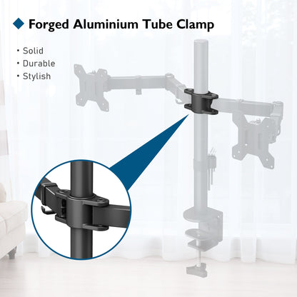 BONTEC Dual Monitor Arm Desk Mount for 13–27 Inch Computer Screens, VESA 75x75/100x100, Full Motion Adjustable Monitor Arm with 360° Rotation, Height Adjustable up to 430mm, Max 10kg per Arm
