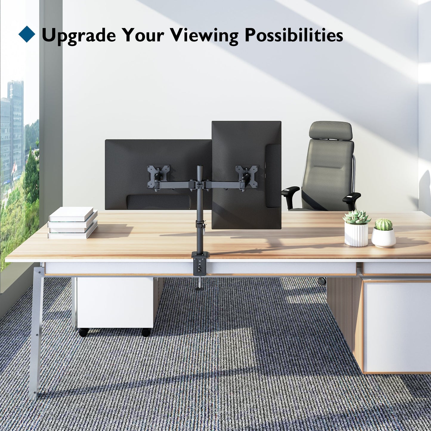 BONTEC Dual Monitor Stand for 13-27 inch LCD LED Screen, Tilt Swivel Rotation Double Arm PC Computer Monitor Arm up to 8kg, VESA Dimensions: 75x75-100x100mm