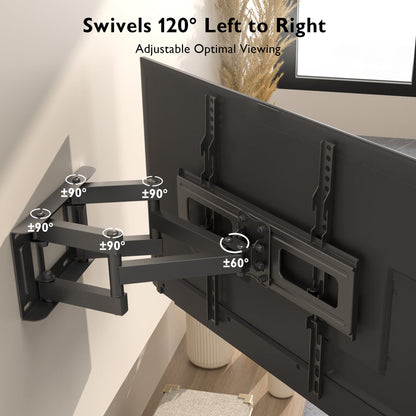 BONTEC TV Wall Bracket for 23–70 Inch LED LCD OLED Screens, Full Motion Double Arm TV Wall Mount Swivels Tilts Extends up to 380mm, Holds 45kg, Max VESA 400x400mm, Includes Spirit Level