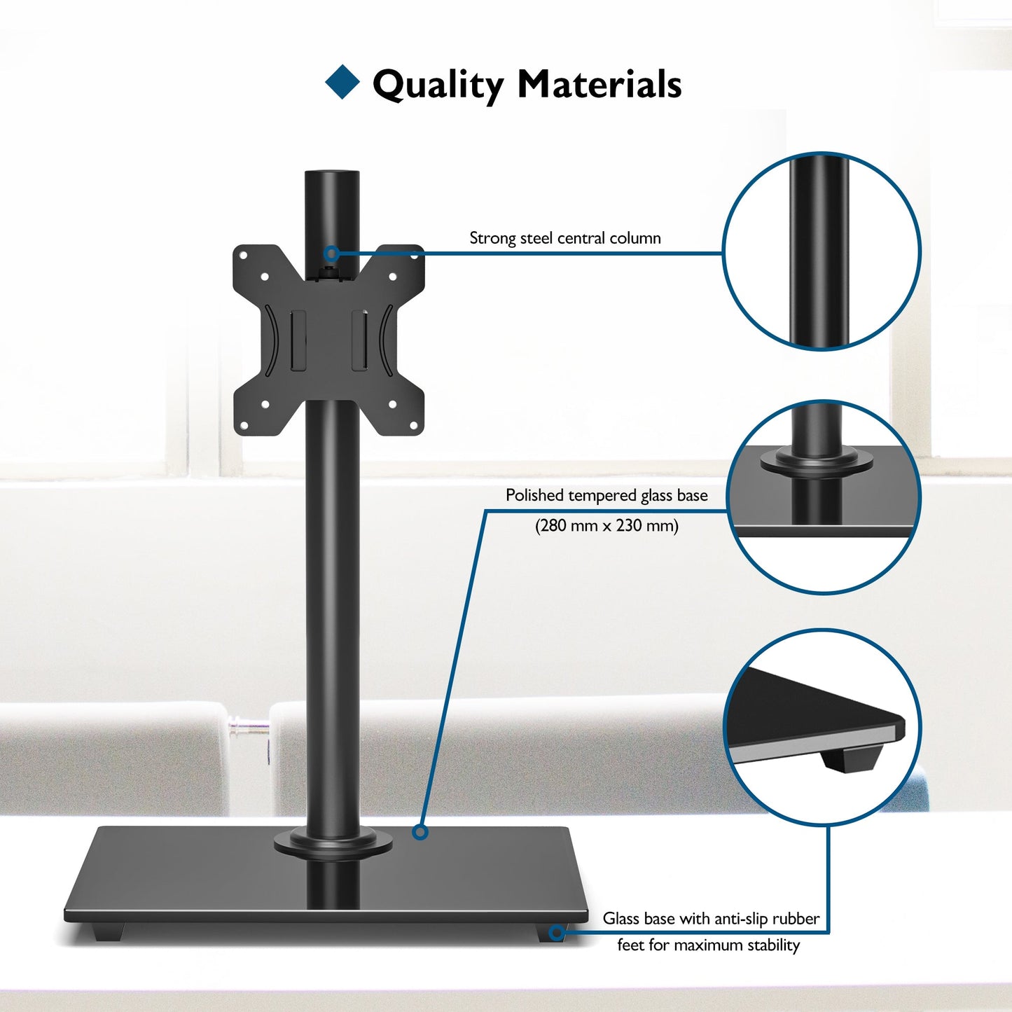 BONTEC Single Arm Monitor Stand for 13-32 Inch Screens