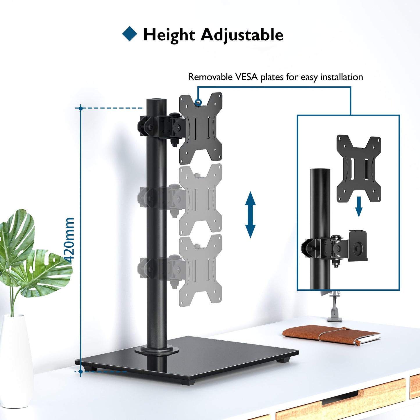 BONTEC Single Arm Monitor Stand for 13-32 Inch Screens