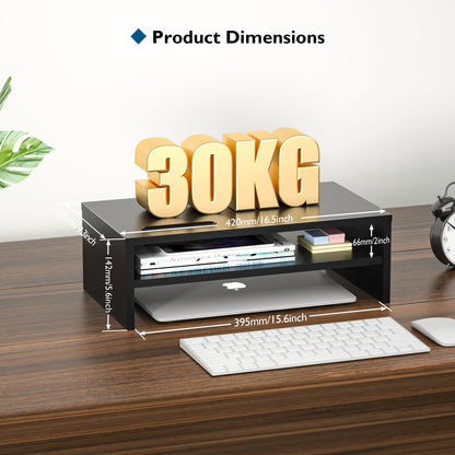 BONTEC Wood Monitor Desk Stand Riser with Smartphone Holder