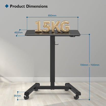 BONTEC 65 × 45cm Mobile Standing Desk with 4 Rolling Castors