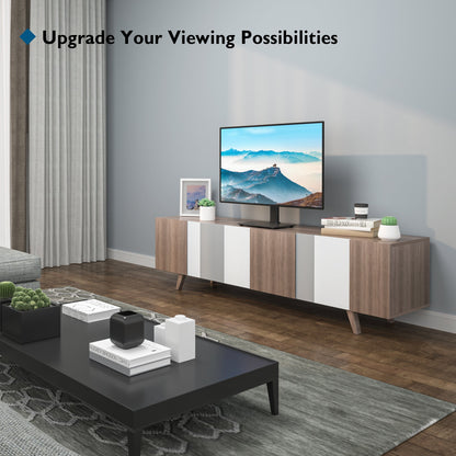 BONTEC Universal Swivel TV Stand for 17-43 inch Screens, Height Adjustable Table Top Pedestal TV Stand for LCD/LED/OLED/Plasma/Curved TVs up to 45kg, 2 Cable Ties Included